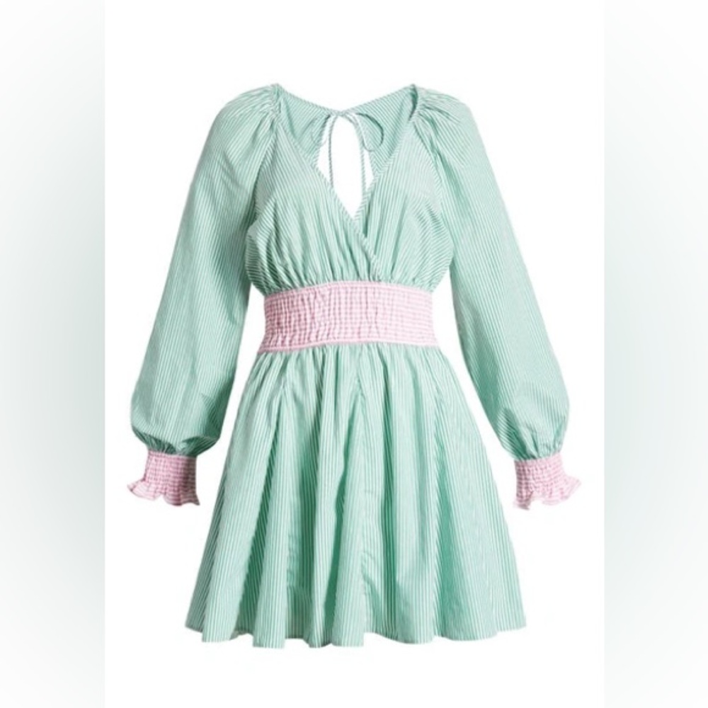 Topshop Green and Pink Striped A-Line Dress